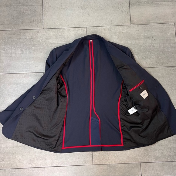 Express Performance Navy Blue Slim Sport Coat Size 44R - Picture 7 of 11